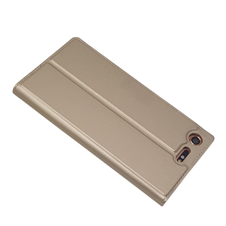 Auto-absorbed Magnetic Leather Stand Mobile Casing for Sony Xperia XZ Premium - Gold-5