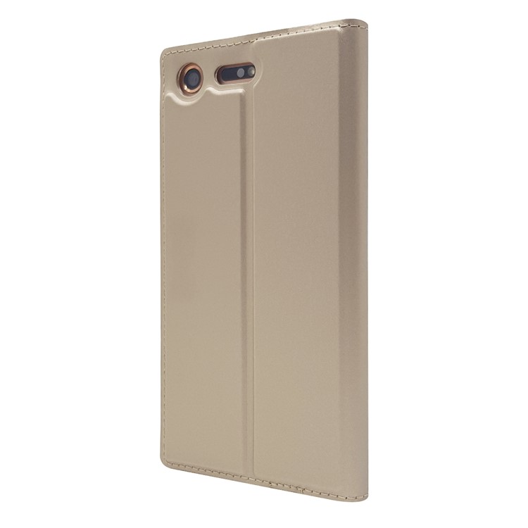 Auto-absorbed Magnetic Leather Stand Mobile Casing for Sony Xperia XZ Premium - Gold-9