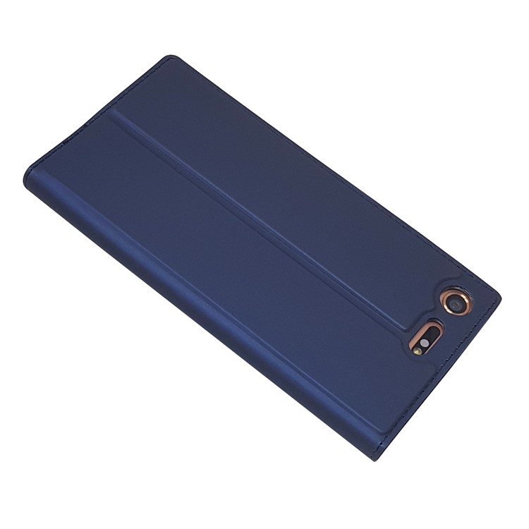 Auto-absorbed Magnetic Leather Stand Cell Phone Cover for Sony Xperia XZ Premium - Dark Blue-6