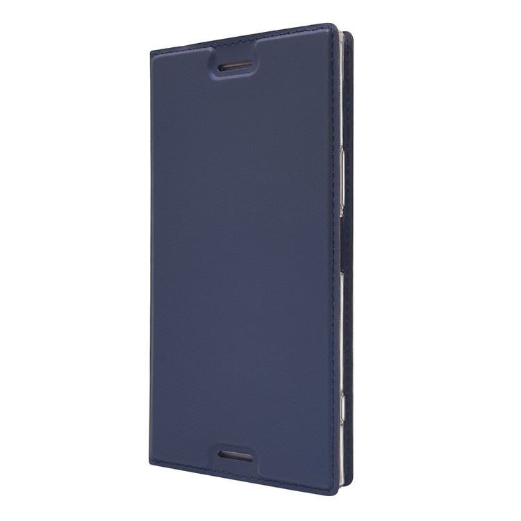 Auto-absorbed Magnetic Leather Stand Cell Phone Cover for Sony Xperia XZ Premium - Dark Blue-9