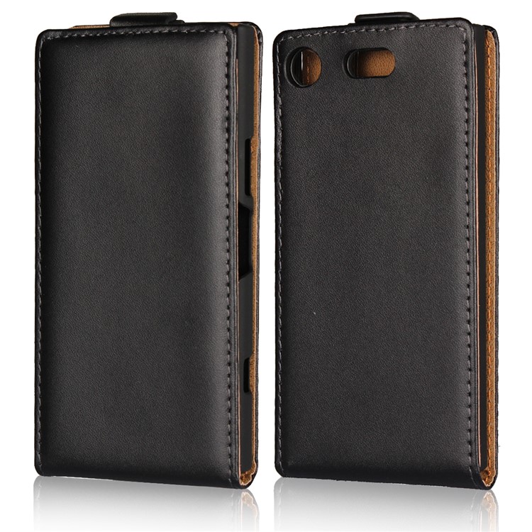 Vertical Split Genuine Leather Case for Sony Xperia XZ1 Compact - Black-1