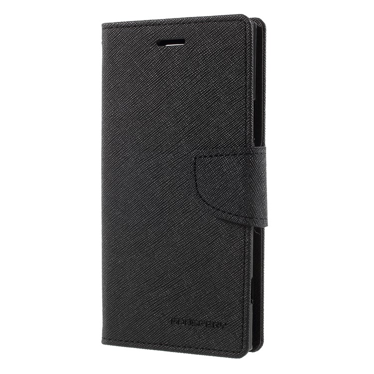 MERCURY GOOSPERY Fancy Diary PU Leather Wallet Cover with Stand for Sony Xperia XZ1 - Black-3