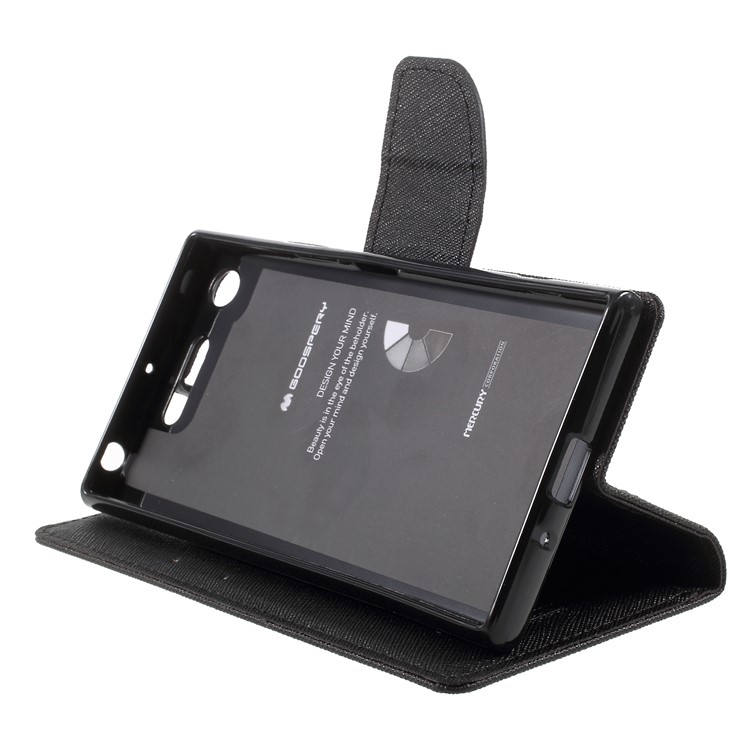 MERCURY GOOSPERY Fancy Diary PU Leather Wallet Cover with Stand for Sony Xperia XZ1 - Black-4