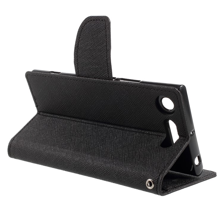 MERCURY GOOSPERY Fancy Diary PU Leather Wallet Cover with Stand for Sony Xperia XZ1 - Black-5