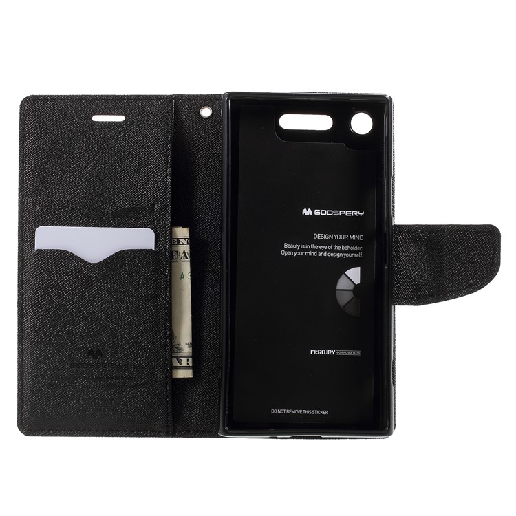 MERCURY GOOSPERY Fancy Diary PU Leather Wallet Cover with Stand for Sony Xperia XZ1 - Black-6