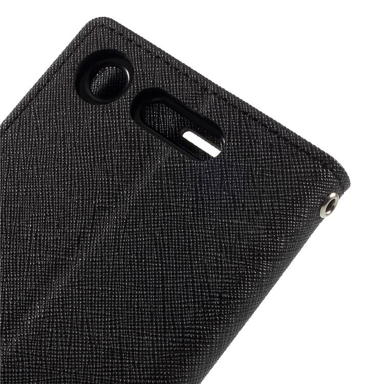 MERCURY GOOSPERY Fancy Diary PU Leather Wallet Cover with Stand for Sony Xperia XZ1 - Black-8