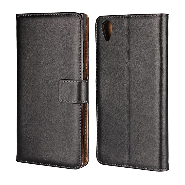 Split Leather Wallet Magnetic Mobile Cover for Sony Xperia XA1 Plus - Black-2