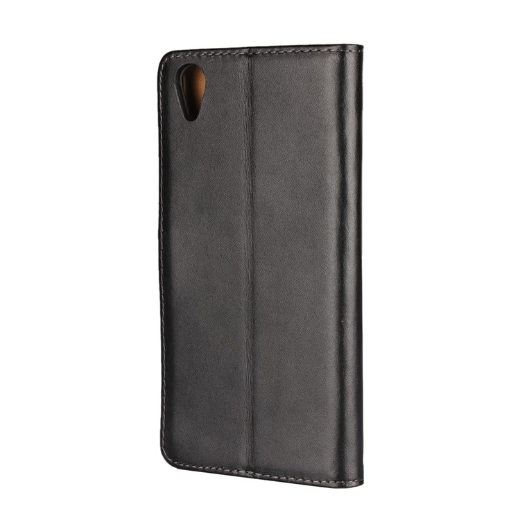 Split Leather Wallet Magnetic Mobile Cover for Sony Xperia XA1 Plus - Black-4