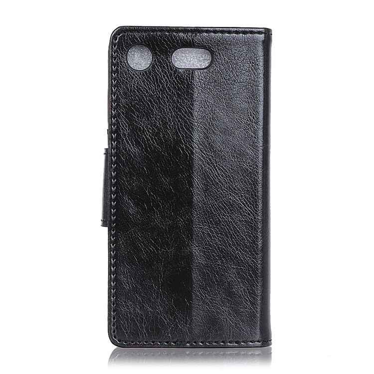 Textured Split Leather Stand Phone Casing for Sony Xperia XZ1 Compact - Black-3
