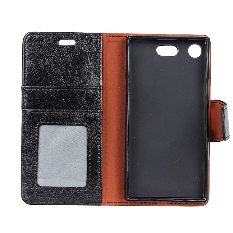 Textured Split Leather Stand Phone Casing for Sony Xperia XZ1 Compact - Black-5