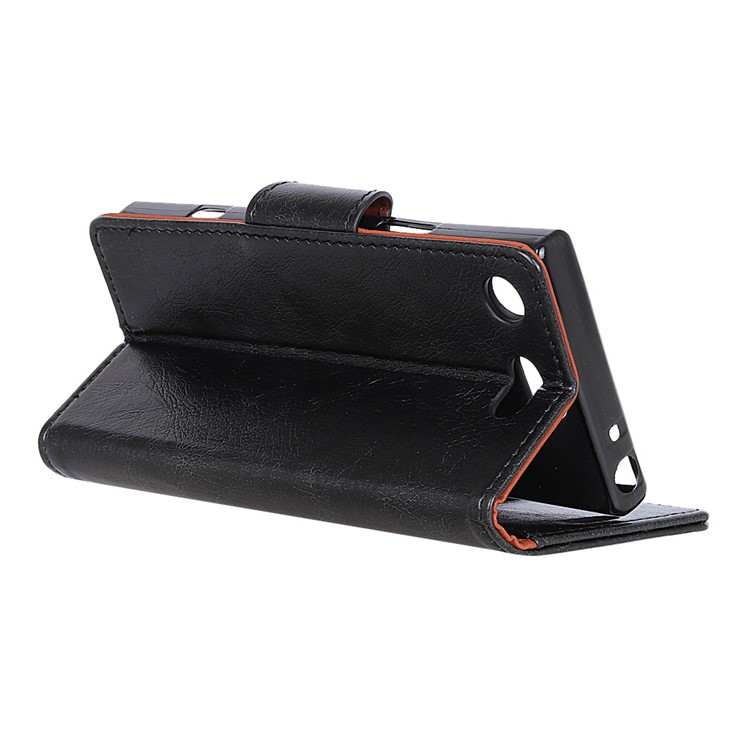 Textured Split Leather Stand Phone Casing for Sony Xperia XZ1 Compact - Black-6