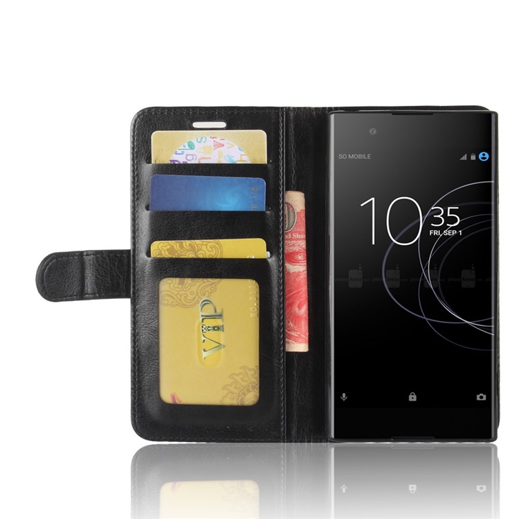 Wallet Leather Stand Case for Sony Xperia XA1 Plus - Black-6