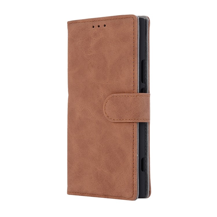 For Sony Xperia XZ1 Vintage Style Wallet Leather Stand Case Protector - Brown-2