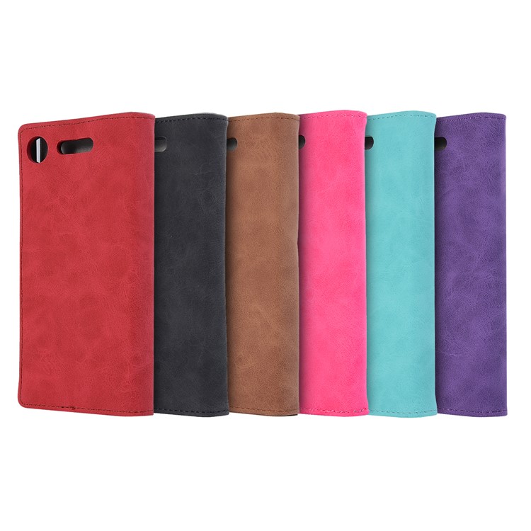 For Sony Xperia XZ1 Vintage Style Wallet Leather Stand Case Protector - Brown-6