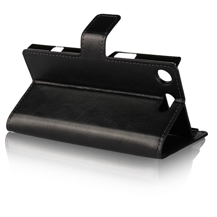 Crazy Horse Wallet Leather Case with Stand for Xperia XZ1 Compact - Black-5