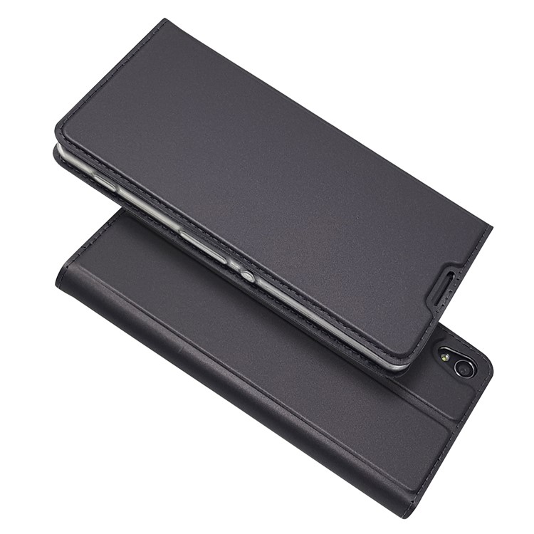 Magnetic Leather Card Holder Case for Sony Xperia XA / XA Dual - Black-2