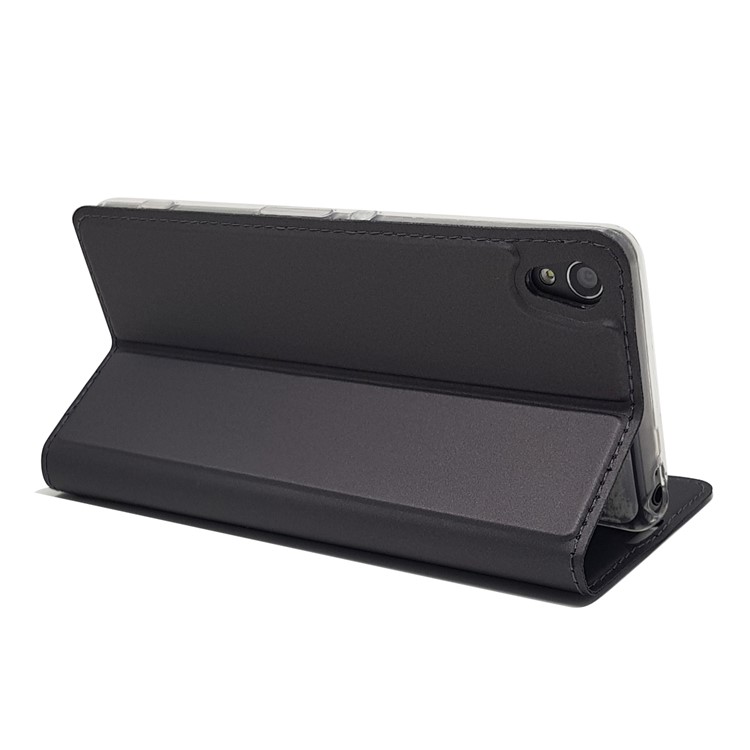 Magnetic Leather Card Holder Case for Sony Xperia XA / XA Dual - Black-7