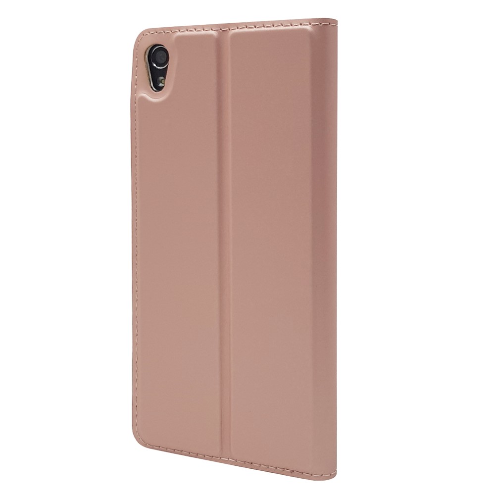 Capa de Suporte de Couro Magnético Para Sony Xperia XA / xa Dual - Rosa Ouro