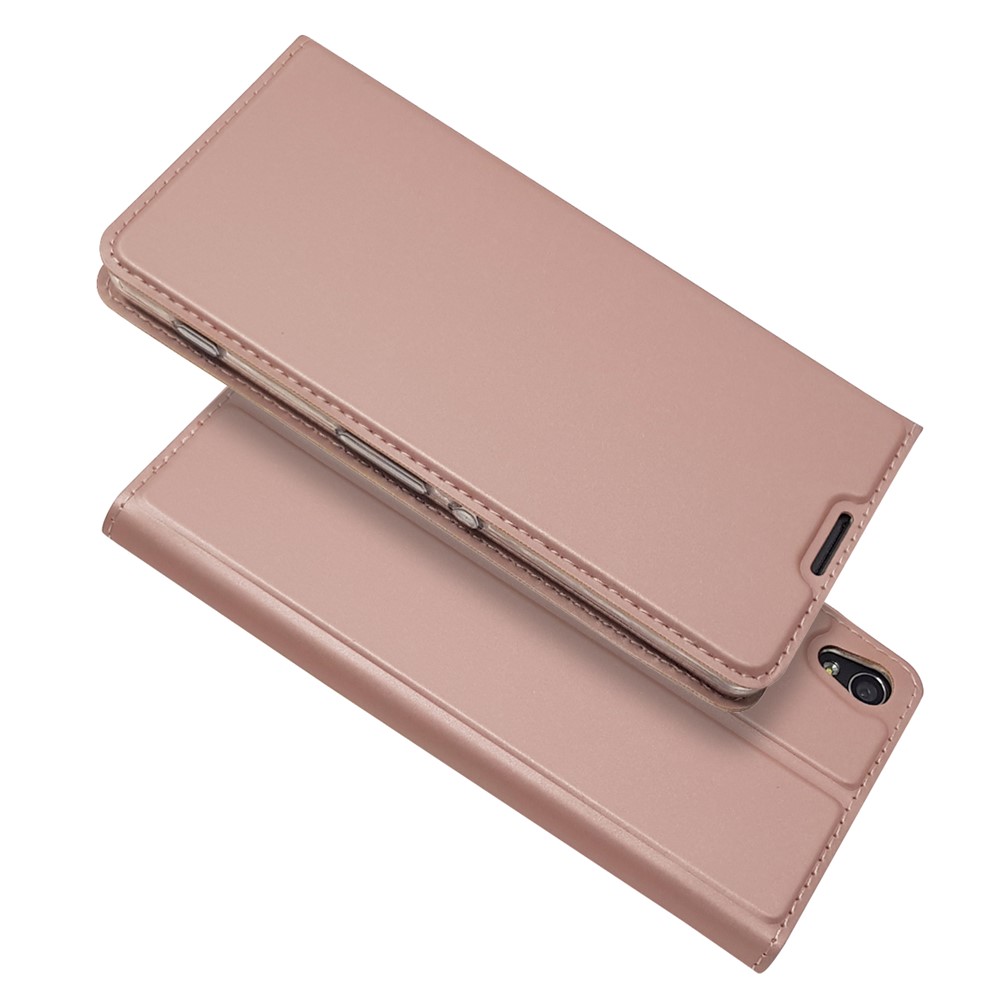 Porta Del Supporto Per Carta in Pelle Magnetica Per Sony Xperia XA / xa Dual - Oro Rosa