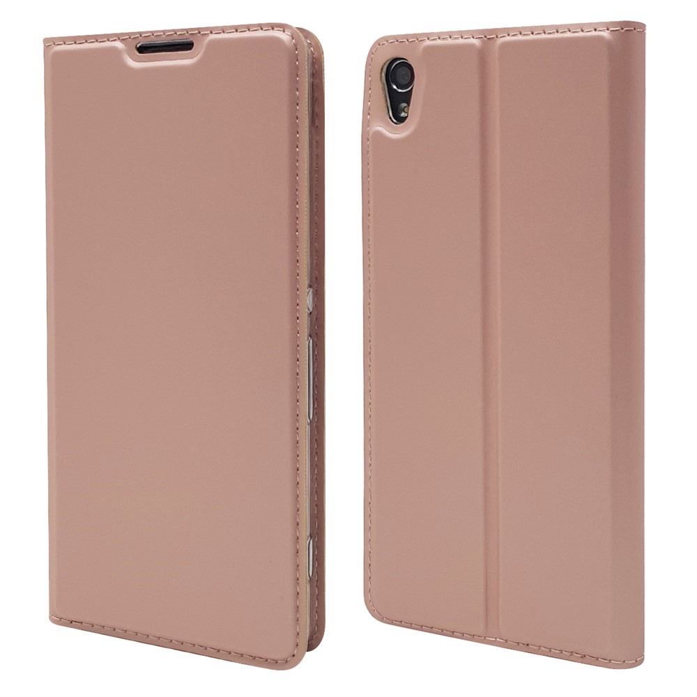 Capa de Suporte de Couro Magnético Para Sony Xperia XA / xa Dual - Rosa Ouro