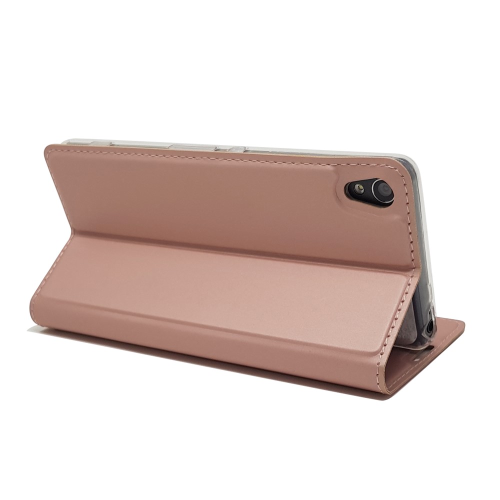 Capa de Suporte de Couro Magnético Para Sony Xperia XA / xa Dual - Rosa Ouro