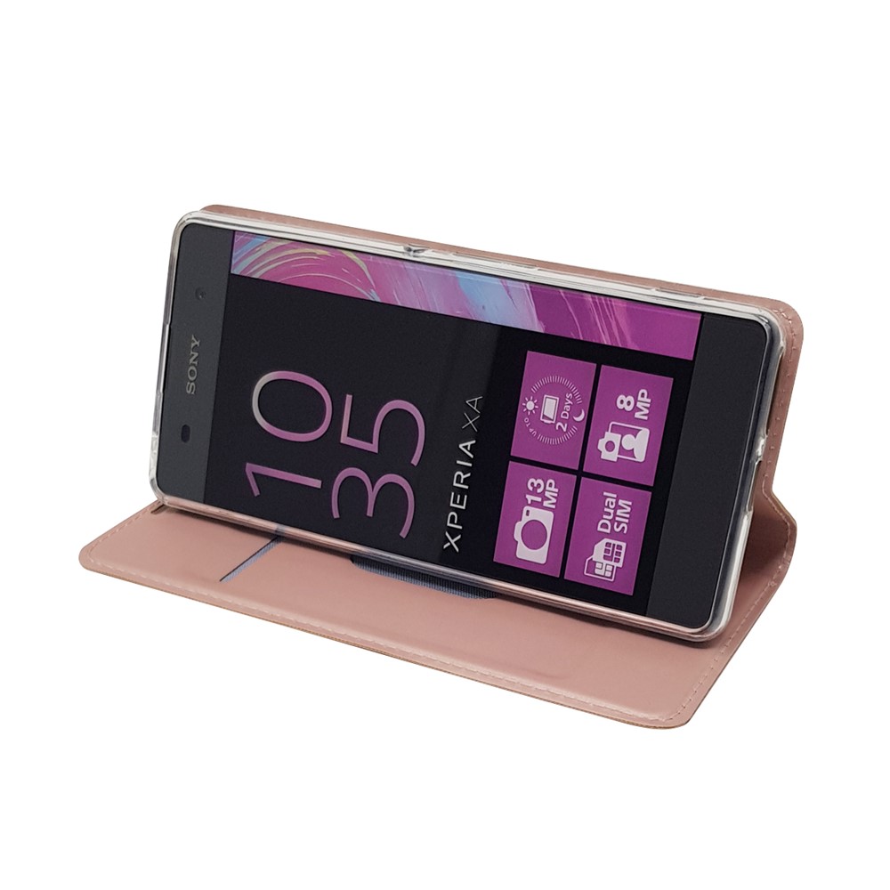 Capa de Suporte de Couro Magnético Para Sony Xperia XA / xa Dual - Rosa Ouro