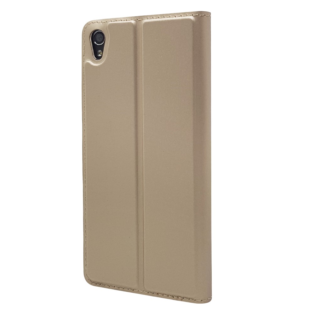 Magnetic Leather Card Holder Shell for Sony Xperia XA / XA Dual - Gold-9