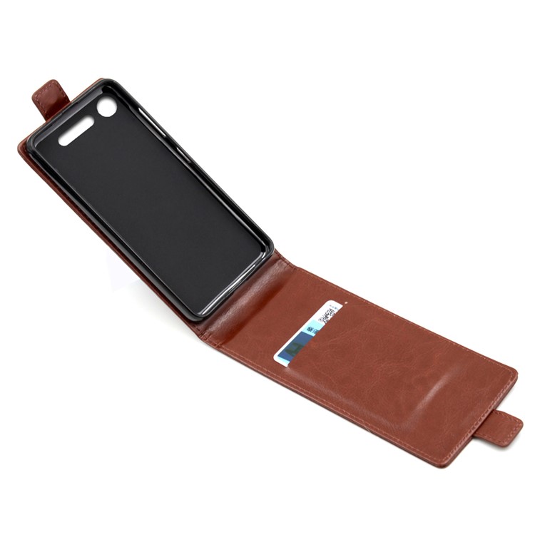BOGVED Crazy Horse Vertical Flip PU Leather Card Holder Case for Sony Xperia XZ1 - Brown-2