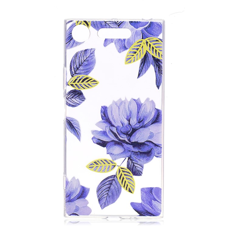 Pattern Printing TPU Flexible Cellphone Shell for Sony Xperia XZ1 Compact - Blue Flowers-1