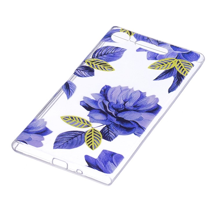Pattern Printing TPU Flexible Cellphone Shell for Sony Xperia XZ1 Compact - Blue Flowers-2