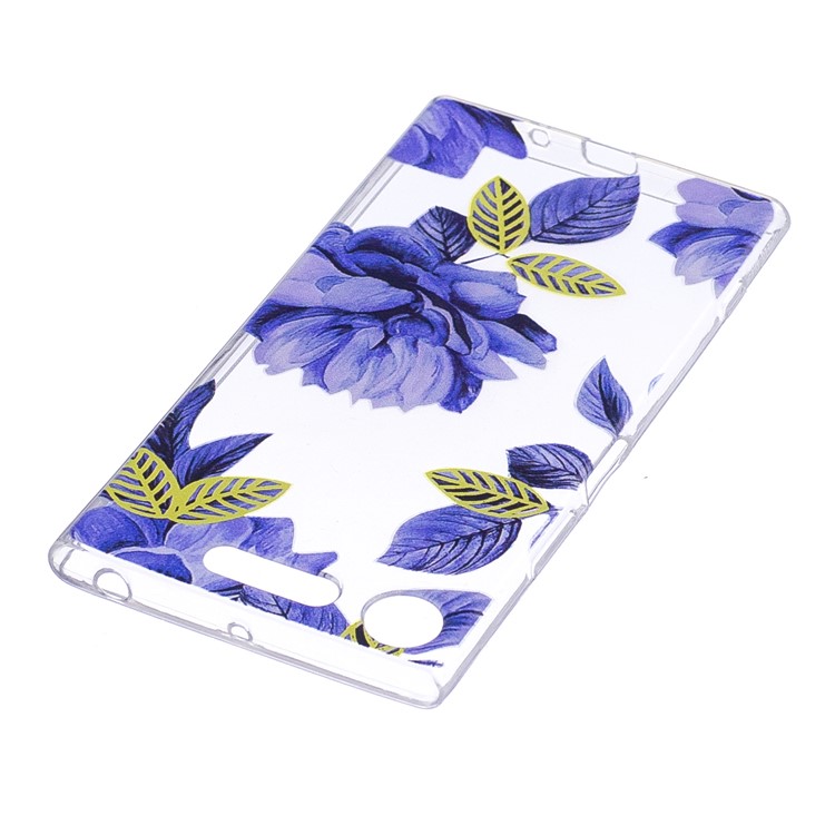 Pattern Printing TPU Flexible Cellphone Shell for Sony Xperia XZ1 Compact - Blue Flowers-3