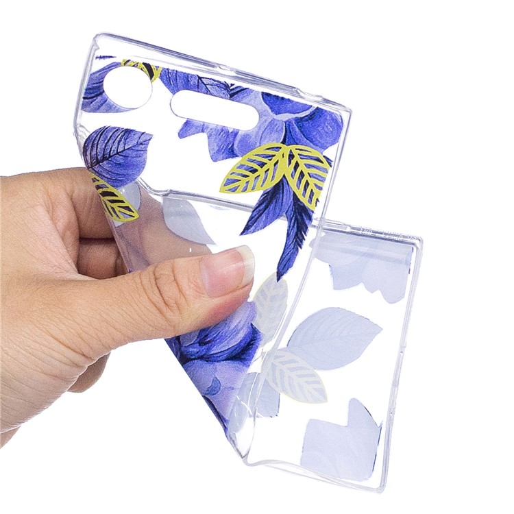 Pattern Printing TPU Flexible Cellphone Shell for Sony Xperia XZ1 Compact - Blue Flowers-4