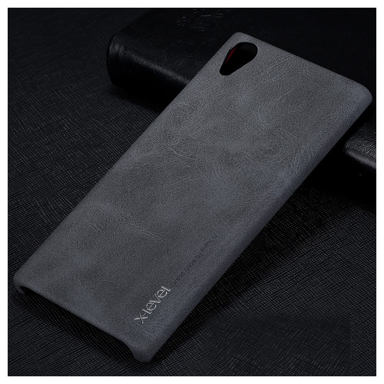 X-LEVEL Vintage Series Leather Coated PC Phone Case for Sony Xperia XA1 Plus - Black-1