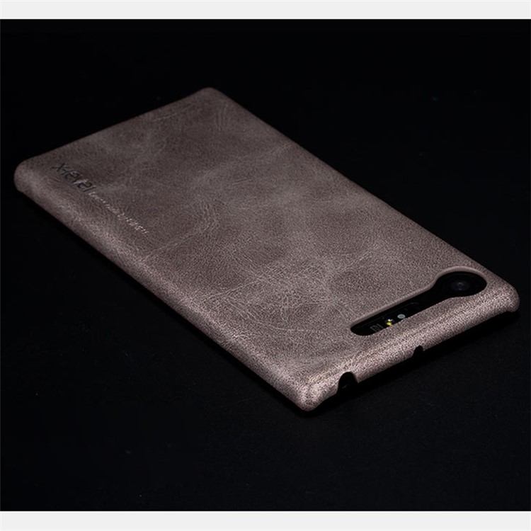 X-LEVEL Vintage Leather Coated PC Phone Hard Case for Sony Xperia XZ1 - Gold-1