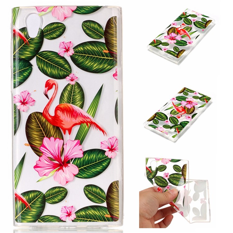 Printing Pattern Soft TPU Jelly Cover for Sony Xperia L1 - Flamingo and Flower-1