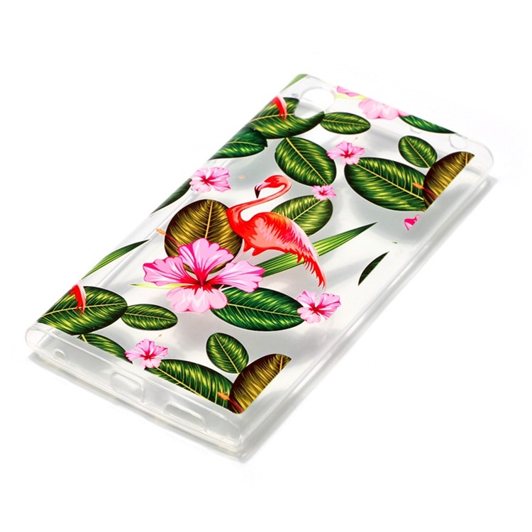 Printing Pattern Soft TPU Jelly Cover for Sony Xperia L1 - Flamingo and Flower-3