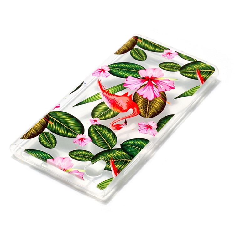 Printing Pattern Soft TPU Jelly Cover for Sony Xperia L1 - Flamingo and Flower-4