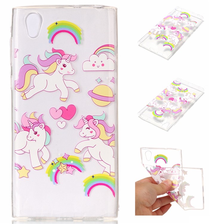 Printing Pattern Soft TPU Jelly Cellphone Case for Sony Xperia L1 - Happy Unicorns-1