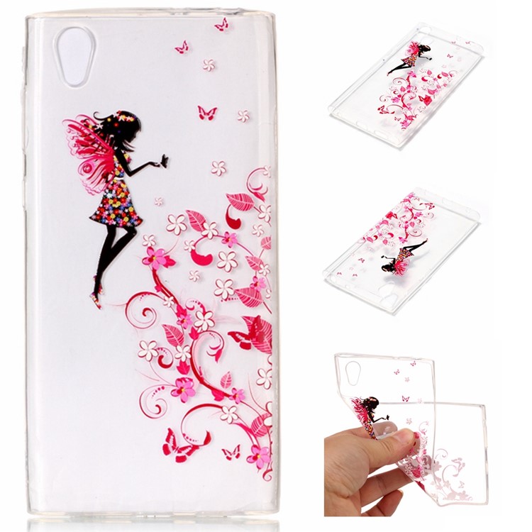 Printing Pattern Soft TPU Jelly Cellphone Shell for Sony Xperia L1 - Sprite and Flower-1