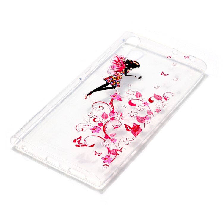 Printing Pattern Soft TPU Jelly Cellphone Shell for Sony Xperia L1 - Sprite and Flower-3