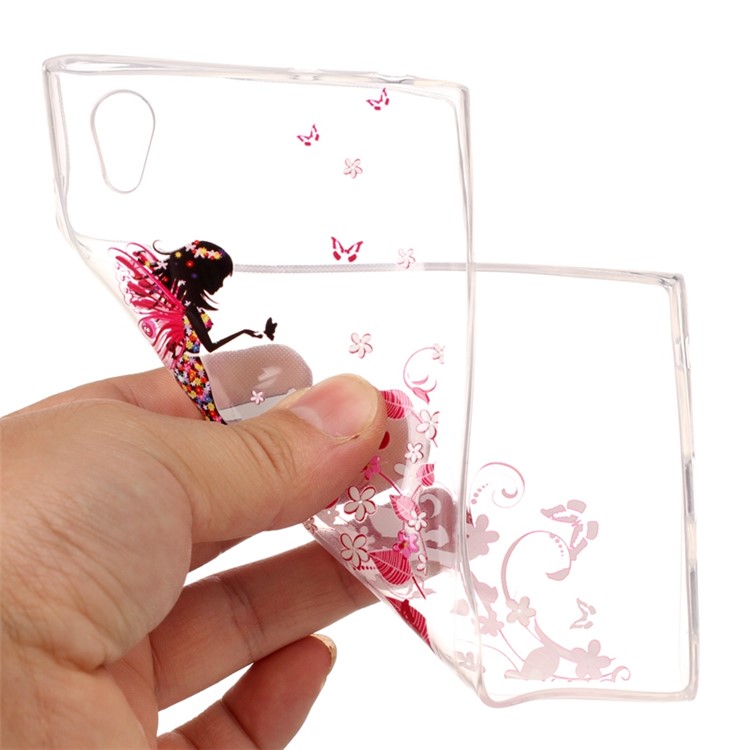 Printing Pattern Soft TPU Jelly Cellphone Shell for Sony Xperia L1 - Sprite and Flower-5