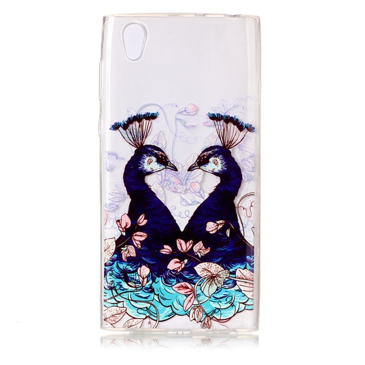 Printing Pattern Soft TPU Jelly Phone Accessory Cover for Sony Xperia L1 - Peacock Couple-2