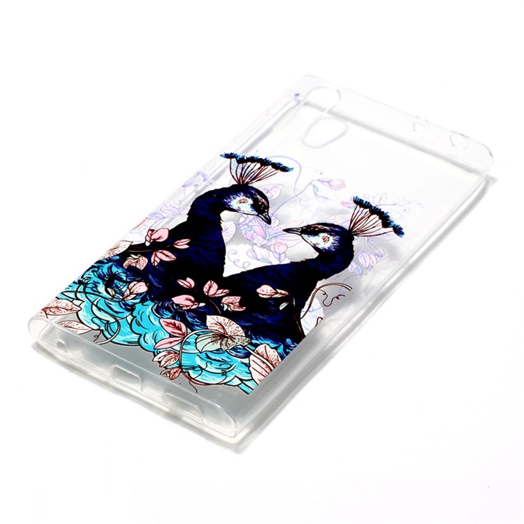 Printing Pattern Soft TPU Jelly Phone Accessory Cover for Sony Xperia L1 - Peacock Couple-3