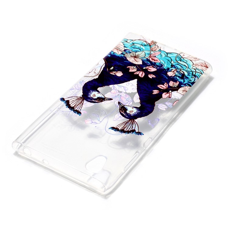 Printing Pattern Soft TPU Jelly Phone Accessory Cover for Sony Xperia L1 - Peacock Couple-4