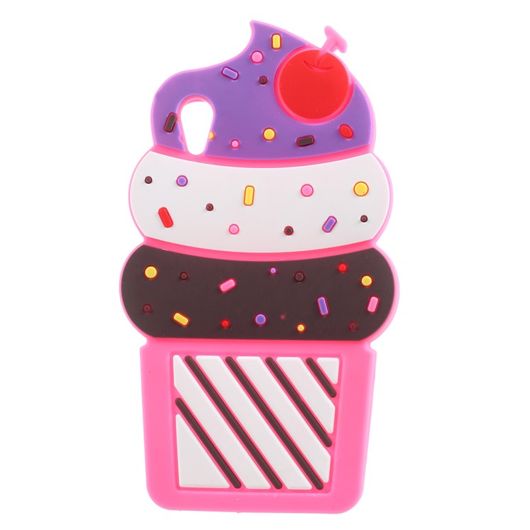 3D Cherry Ice Cream Silicone Mobile Phone Cover for Sony Xperia XA1 - Rose-1