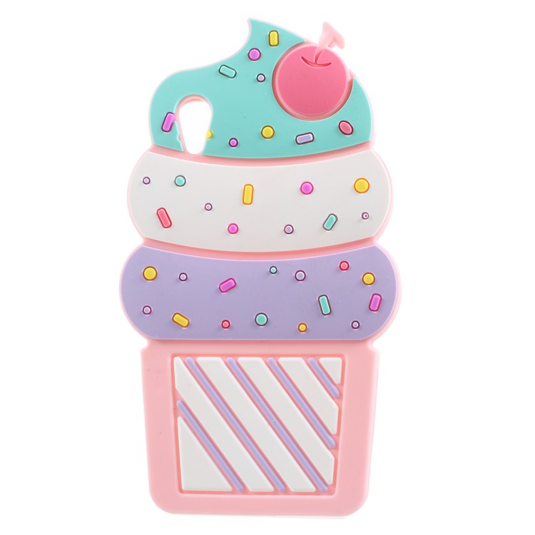 3D Cherry Ice Cream Silicone Mobile Phone Case for Sony Xperia XA1 - Pink-1