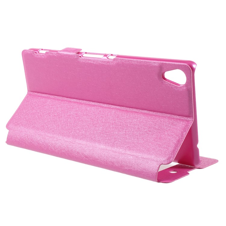 Silk Texture Dual View Window Leather Cover for Sony Xperia XA Ultra - Rose-5