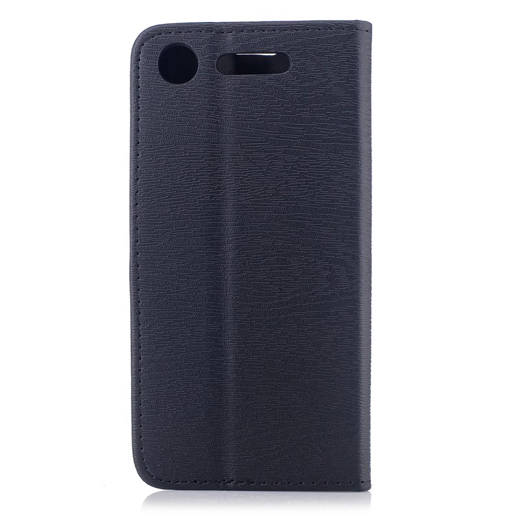 Auto-absorbed Wood Pattern PU Leather Protection Cover for Sony Xperia XZ1 - Black-2