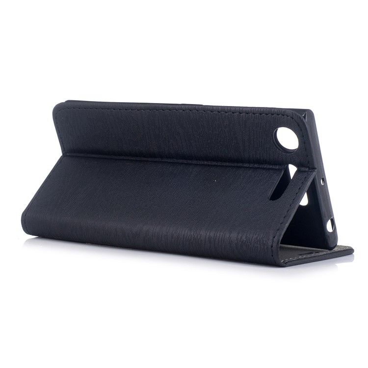 Auto-absorbed Wood Pattern PU Leather Protection Cover for Sony Xperia XZ1 - Black-3