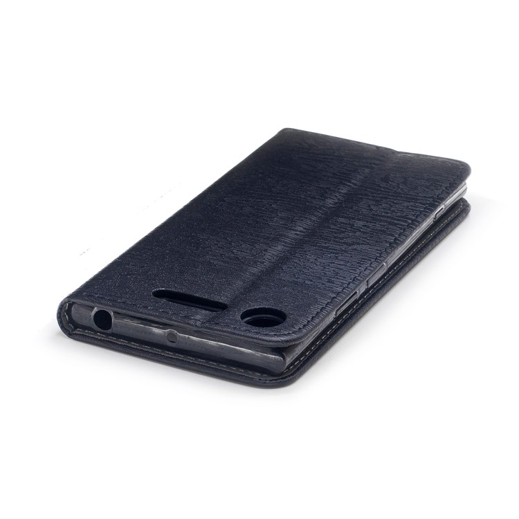 Auto-absorbed Wood Pattern PU Leather Protection Cover for Sony Xperia XZ1 - Black-6